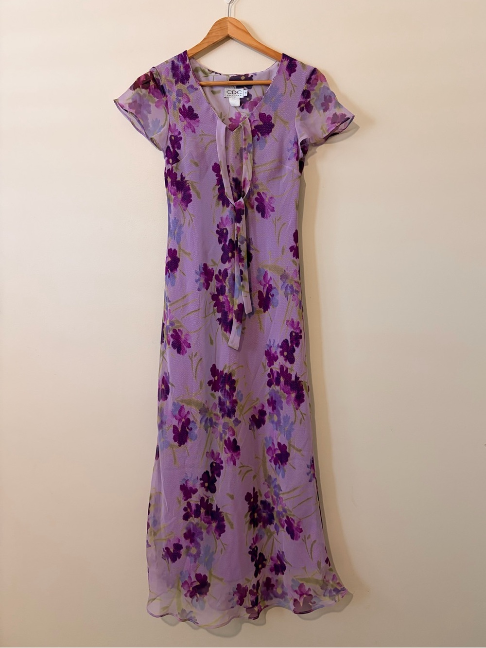 CDC Lavender Floral Tie-Front Maxi Dress